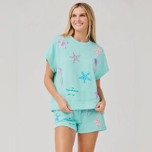 Mary Square Mint Green 2pc Sequin Top and Shorts Set